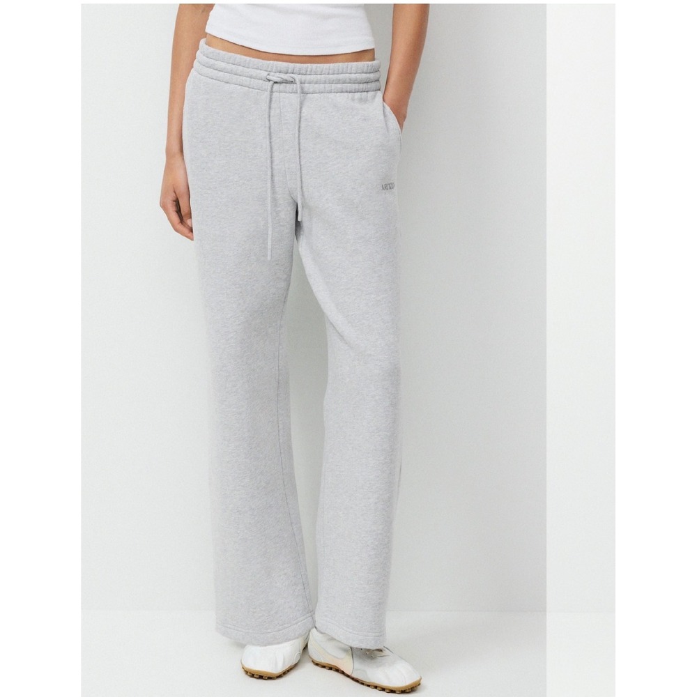 Aritzia Cozy Sweatfleece Perfect Fit Wide Leg Sweatpants Heather Chrome Gray Med